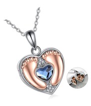 Love Heart Photo Locket Necklace 925 Sterling Baby - £60.60 GBP