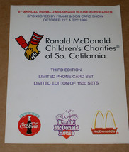 McDonald&#39;s Ronald McDonald Limited Phone Card Set Vintage 1995 Frank &amp; Son - £31.92 GBP