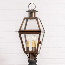 Town Crier Outdoor Post Light in Solid Weathered Brass image 2