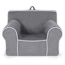 Kids Sofa Toddler Foam Filled Armchair W/ Velvet Fabric Baby Gift Grey - $135.14