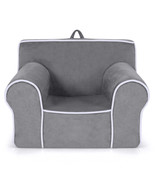 Kids Sofa Toddler Foam Filled Armchair W/ Velvet Fabric Baby Gift Grey - £109.08 GBP