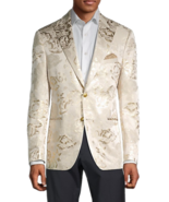 Tallia Men&#39;s Floral Jacquard Slim Fit Dinner Jacket in Gold-Size Small 3... - $102.88 CAD