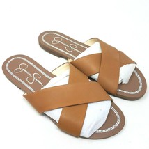 Jessica Simpson Women&#39;s Sandals Size 8.5 M Elaney Brown Flat Casual Slides - £22.57 GBP