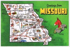 Postcard Pictoral Map Greetings From Missouri - £2.26 GBP