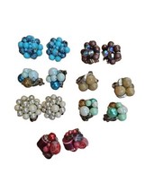 Clip-on Earrings Rhinestones Faux Pearl Crystals Lot of 7 Pair Vtg - £15.76 GBP