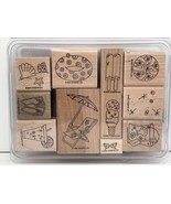 2004 Stampin Up SPARKLING SUMMER 11pc RUBBER INK STAMP SET Beach Never Used - £9.77 GBP