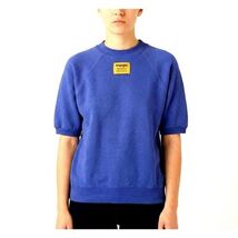 VTG 1980s Wrangler Blue Short-Sleeve Sweatshirt USA Made M 38–40 Raglan #2 - $59.95