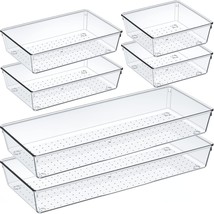 6 Pack Clear Plastic Drawer Organizer Set, Acrylic Non Slip Non Cracking... - £36.01 GBP