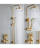 Bathroom Shower Faucet Set Gold Swan Rainfall Shower Mixer Style 2 - £1,368.95 GBP