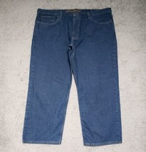 Eddie Bauer Relaxed Fit Men&#39;s Size 42x30 Mid Rise Straight Leg Blue Denim Jeans - $17.97