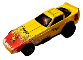 Vintage 1986 Road Champs Funny Car Yellow Fire Cat Dragster with Red Flames - $2.63