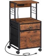 Hoobro 2-Drawer File Cabinet, Filing Cabinet With Charging Station, Office - $88.50 CAD