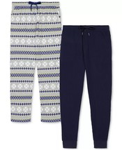 Gap Mens 2Pk. Waffle-Knit Jogger-Leg Pajama Pants Navy &amp; Fair Isle Grey-... - £22.77 GBP