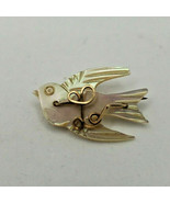 Vintage Mother of Pearl Dove with Gold Metal  “L”  Pin Brooch Nice Condi... - £18.16 GBP