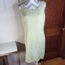 Womans Pineapple Moon Green Silk Sheath Dress Palm Tree Leaf design Size... - £21.94 GBP