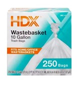 HDX Clear Waste Liner Trash 10 Gallon Bags -  250 PC. - $22.40