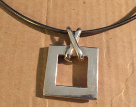 Vintage 1960s Mexican Silver Hoop Ring Hook Closure Open Square X Bale Pendant C - £39.46 GBP
