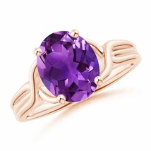 ANGARA Classic Oval Amethyst Criss-Cross Cocktail Ring for Women in 14K Gold - £869.78 GBP