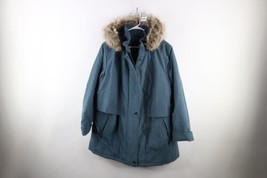 Vintage Streetwear Womens 2XL Faux Fur Trim Toggle Button Hooded Parka Jacket - £47.44 GBP
