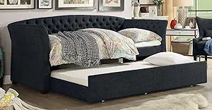Elsa01 Elsa Twin Size Daybed With Trundle Charcoal - $1,049.99