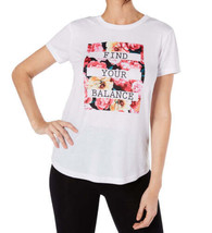 allbrand365 designer Womens Activewear Graphic Find Balance T-Shirt,White,2X - £22.72 GBP