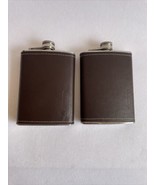 (2) Coleman Brown Leather Flasks Stainless Steel 8 oz Camping Drink Whiskey - £12.75 GBP