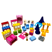 Lego Duplo Mixed Lot of 33 Blocks Doors Window Towers Chairs Tables Sinks - £12.70 GBP