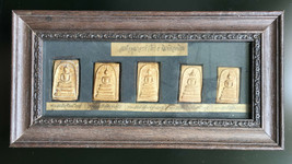 PHRA SOMDET ARJARN TOH SET 5 PIM IN WOOD FRAME VERY OLD COLLECTIBLE RARE... - $19.99