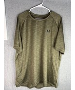 Men&#39;s Under Armour Heat Gear The Tech Tee Polyester Shirt XXL Olive/Gold... - £8.89 GBP