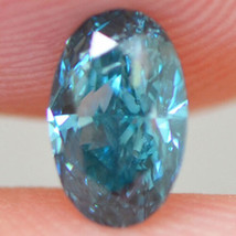 Oval Shape Diamond Fancy Blue Color Loose Real 0.51 Carat SI1 Certified Enhanced - £422.24 GBP