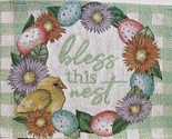 Set of 3 Same Tapestry Placemats, 13&quot;x19&quot;, BIRD, BLESS THIS NEST WREATH. WH - $16.82
