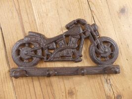 Cast Iron Motorcycle Wall Mount 4 Hook Hat Key Towel Leash **CRACK IN CA... - €12,15 EUR