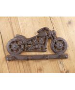 Cast Iron Motorcycle Wall Mount 4 Hook Hat Key Towel Leash **CRACK IN CA... - $256.63 MXN
