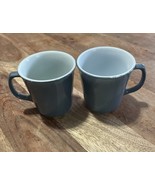 Vintage Pyrex Coffee Mugs Slate Blue Glass Handle Pair - €9,81 EUR