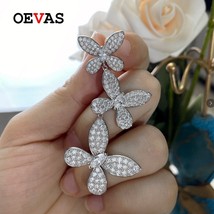 OEVAS Sparkling Full High Carbon Diamond Butterflies Tassel Drop Earrings For Wo - £95.46 GBP
