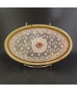 Vintage Embroidery-Under-Glass Vanity Tray Petit Point Insert 10&quot;x6&quot; - $35.00