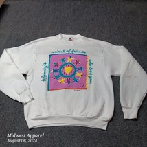 Vintage Family Circle Friends Love Sweatshirt Adult Large White 90s - £14.08 GBP