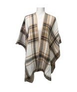 Woolrich Poncho Womens One Size Brown Plaid Reversible Ruana Cape Blanke... - €25,62 EUR