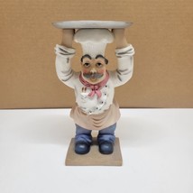 Vintage Italian Fat Chef Figurine Holding Serving Tray ~ For Large Candles  - £19.21 GBP