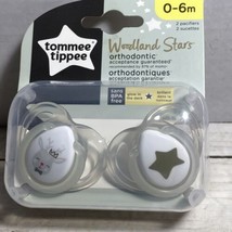 Tommee Tippee Pacifier Woodland Stars Glow In The Dark Orthodontic 0-6  2 Pk - £6.30 GBP