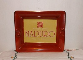 Large Heavy Porcelain Ashtray~Maduro Imported Tobacco~Yellow &amp; Tiger Lily Orange - £19.70 GBP
