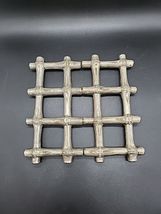 Vintage Italy Trivet Expandable Bamboo Design Asian Insp Silver Plate MC... - $12.61