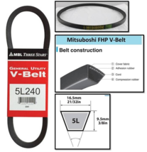 General Utility V-Belt FHP 5L240 0.63&quot; W X 24&quot; L - Mitsuboshi 5L240A - $0.99