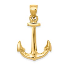 14K Gold 3D Anchor Charm Boat Ship Sailing Pendant Jewerly 34mm x 21mm - £274.51 GBP