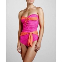 Juicy Couture 1PC Bandeau Belted Swimsuit Twisted Sister Fuchsia Orange *Nwt* - £45.41 GBP
