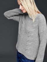 NWOT Old Navy Grey Marled Open Knit Cable Sweater Cotton Blend Size L womens new - £8.70 GBP