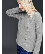 NWOT Old Navy Grey Marled Open Knit Cable Sweater Cotton Blend Size L wo... - $207.85 MXN