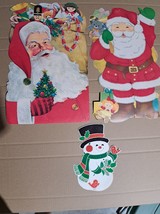 3 Vintage Christmas Cardboard Die Cut Double Sided Window Mobile  Decorations - £18.49 GBP