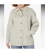 Levis Womens Trucker Jacket Full Zip Button Chore Coat Size 2X Greige Gr... - £27.90 GBP
