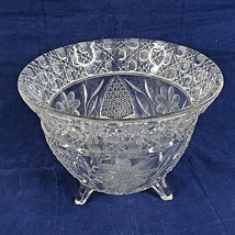 Vintage US Glass EAPG Footed Bowl Floral Etched Innovation Antique 7.5&quot; ... - $34.64